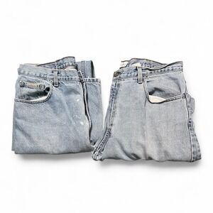 Calvin Klein Jeans Mens Size 36 Light Wash Denim Relaxed Fit Jeans TWO PAIR FLAW